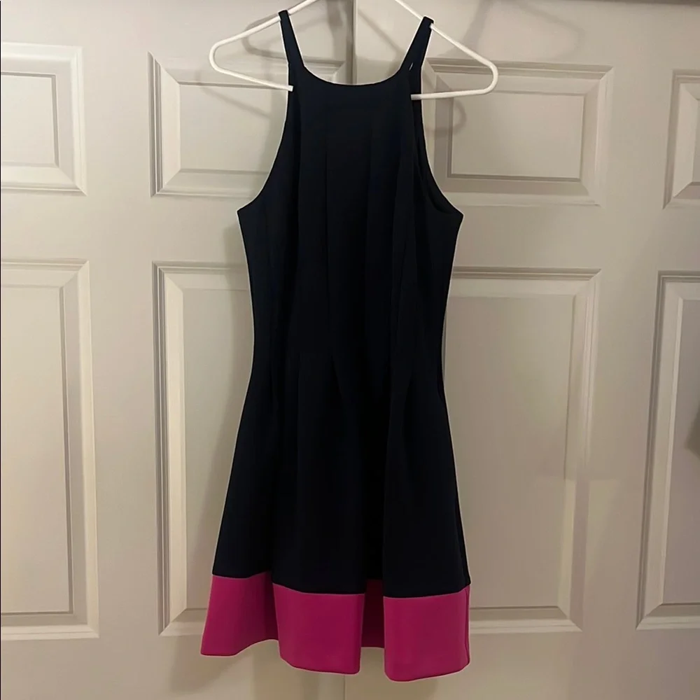 Vince Camuto Pink and Navy Blue Halter Dress - Picture 2 of 4